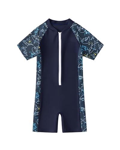 Bañador Niño, Traje de Baño Niño 1 Piezas, Bañador Natacion, Diseño de Tiburón (FR/ES, Edad, 4 años, 5 años, Regular, Azul Oscuro)