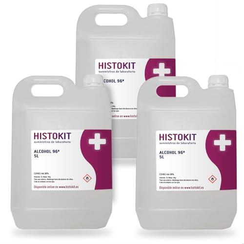 Alcohol 96% 15 litros (Paquete de 3), Alcohol Sanitario Desinfectante para Superficies Manos y Heridas, Uso Cosmético y Farmacéutico
