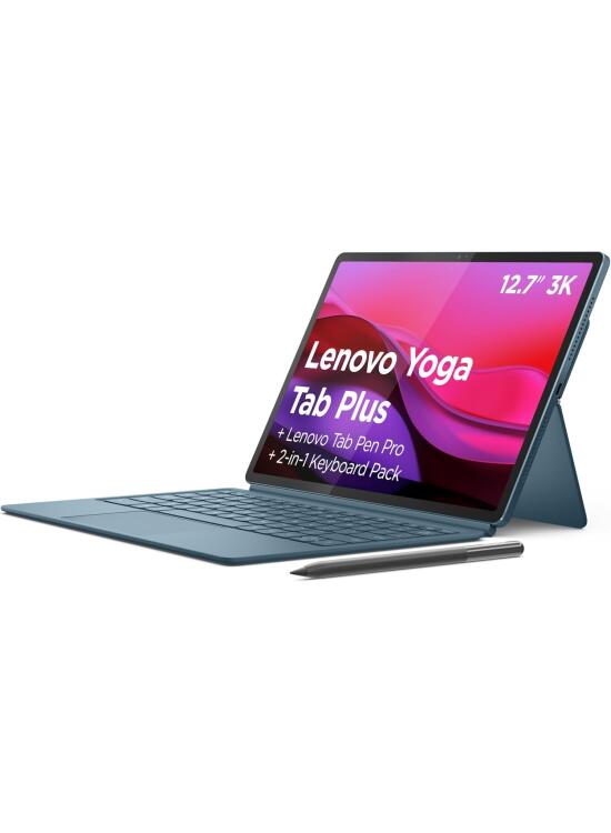 Lenovo Yoga Tab Plus – Tablet IA 12.7" 3K (Qualcomm Snapdragon 8 Gen 3, 16 GB RAM, 256 GB UFS 4.0, 144 Hz, Wi-Fi 7, Bluetooth 5.4, Android 14) Tidal Teal - Incluye Teclado + Pen