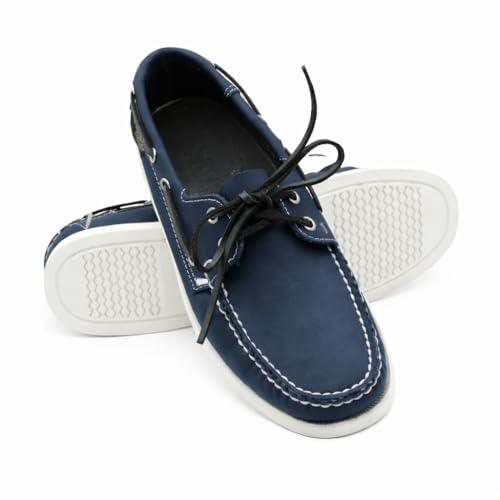 Zerimar Náutico para Hombre de Piel Genuina, Calzado Casual Elegante y Ligero para Uso Diario o Formal, Zapato Suave con Diseño Moderno y Resistente,Color Azul Marino, Talla 46