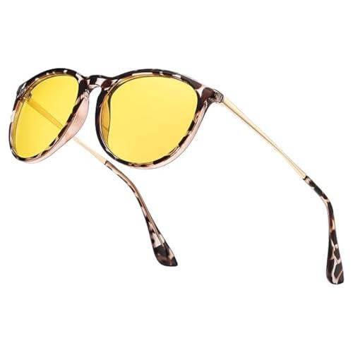 D Lolylad Gafas de visión nocturna para conducir, lentes polarizadas de visión nocturna para mujeres y hombres, lentes amarillas antirreflejos, lentes nocturnas, marrón, middle