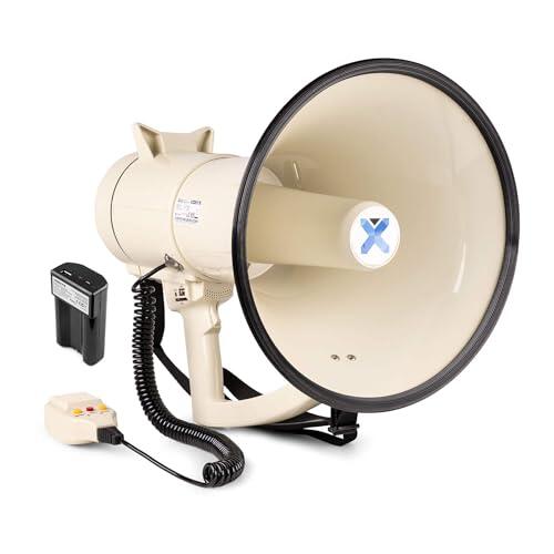 Vonyx MEG120 Megáfono Portátil Potente 120W con USB, Bluetooth, SD y AUX, Batería Recargable incluida, Micrófono con Cable, Alcance 1600m, Ligero 2,1kg, Megáfono Fiesta, Pequeño, Sirena y Grabación.