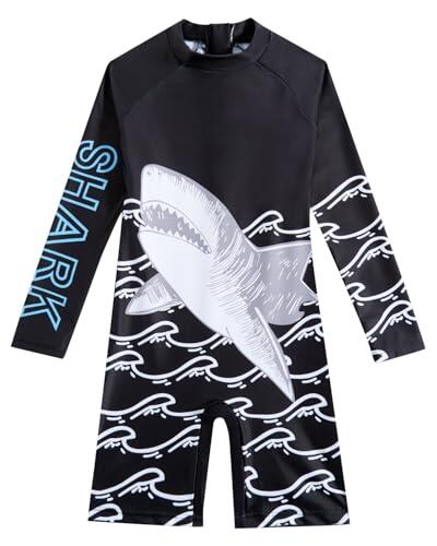 JiAmy Bañador Niño Verano Una Pieza Protección UV Cortas/Largas Mangas Traje de Baño con Cremallera Delantera y Cuello Redondo para Natación/Playa 8-12 Años