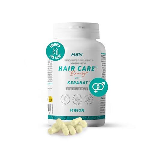 HSN Hair Care Cuidado del Cabello* (con Keranat™) | 60 Cápsulas Vegetales | *La biotina contribuye al mantenimiento del cabello en condiciones normales | No-GMO, Vegano, Sin Gluten