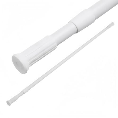 Barra de Ducha Extensible 110-200 cm, Barra Cortina Aluminio Blanca Ajustable para Baño, sin Perforación, Resistente y Multifuncional
