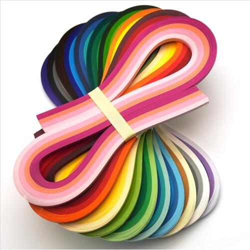 JUYA Set de Tiras de Quilling Gruesas y Multicolor, 160+ GSM, 40 Colores, 10 Temas, 800 Tiras, 54 cm de Longitud QP540C40H-05 (Ancho 5 mm)