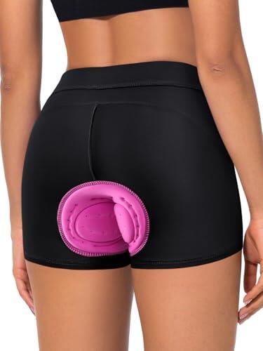 BERGRISAR Pantalones cortos de ciclismo para mujer, acolchados, de gel, ropa interior transpirable para bicicleta, Negro, M