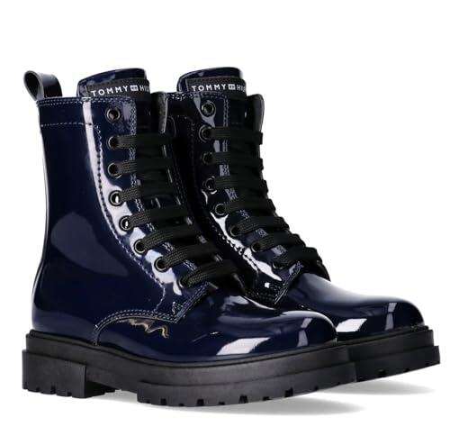 Tommy Hilfiger, Botín cierre con cremallera y cordones para niñas, Kessy, Blu, 35