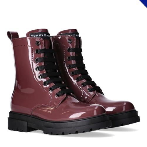 Tommy Hilfiger, Botín cierre con cremallera y cordones para niñas, Kessy, Bordeaux, 36