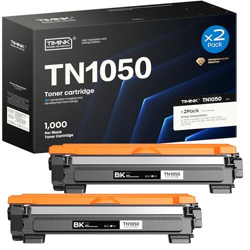 Timink para TN1050 TN-1050 Tóner Compatibles para Brother TN1050 Compatibles para Brother HL-1210W DCP-1612W MFC-1910W DCP-1610W HL-1212W HL-1110 DCP-1510 DCP-1512 DCP-1610 MFC-1810 (2 Negro)