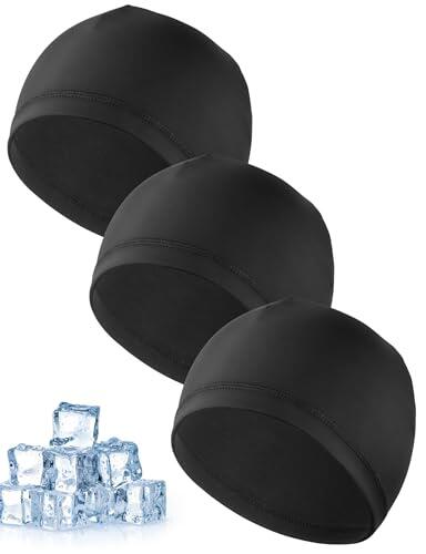 MELLIEX 3 Piezas Gorro para Hombre Mujer, Transpirable Seda Helada Running Skull Cap Multifuncional Gorro Bajo Casco para Ciclismo Moto