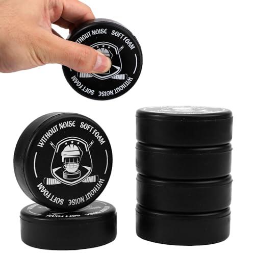 BOXOB 6 Uds Discos de Hockey sobre Hielo, Diámetro 7,5cm Grosor 2,5cm Espuma Sin Goma Discos Hockey Hielo Accesorios de Hockey para Práctica en Interiores y Entrenamiento Clásico (Negro)