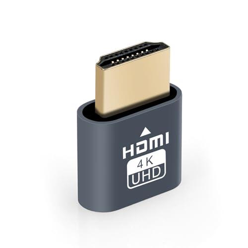AXFEE 1 Pieza Emulador de Pantalla, Dummy Plug HDMI 4K Emulador, HDMI Dummy Plug Headless Ghost Display, para Gestión Remota PC, Compatible con hasta 3840 x 2160 a 60 HZ, Gris