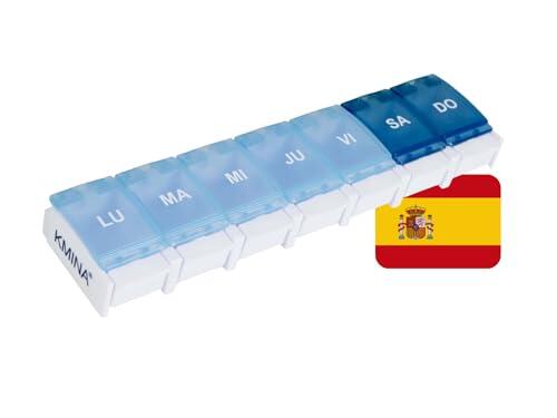 KMINA Pastillero Semanal 1 Toma Español, Grande, Organizador de Medicamentos, Portátil