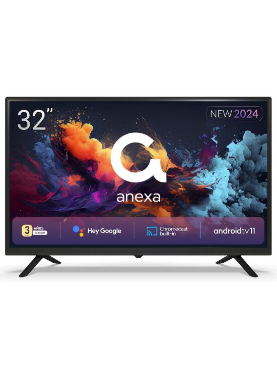 anexa - Smart TV 32 Pulgadas HD Android 11, Google Assistant, Control por Voz, televisión TDT 2024. Televisor con 3 años de garantía SMART32C01HG. Televisores compatibles Netflix, Prime Video y más