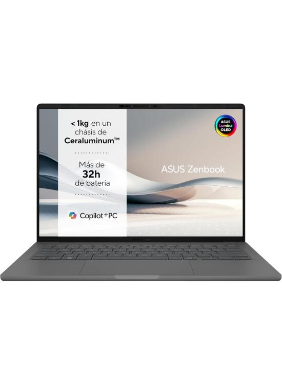 ASUS Zenbook A14 OLED UX3407QA-QD349W Copilot+ PC - Ordenador Portátil 14" WUXGA (Qualcomm Snapdragon X1-26-100, 16GB RAM, 1TB SSD, Qualcomm Adreno GPU, Windows 11 Home) Gris Islandés – Tec. QWERTY