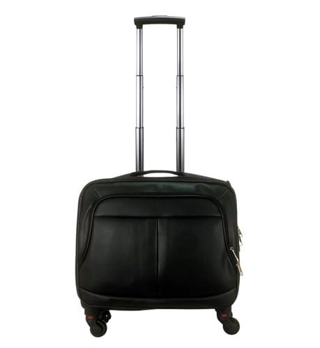 COSHANO Maleta Trolley Equipaje de Mano Comercial piloto Medico Maletin de Piel sintética con 4 Ruedas y con 4 Compartimientos Color Negro