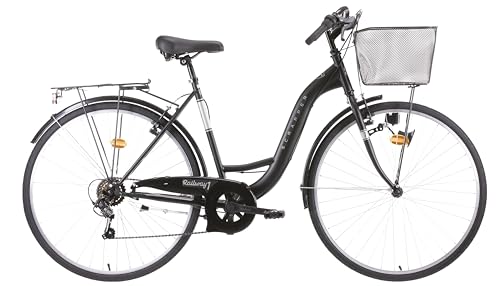 SCRAPPER - Bicicleta Retro de 28 Pulgadas, Marco de Acero de 6 velocidades, desviador Shimano y Mango Giratorio + Equipo City + Cesta