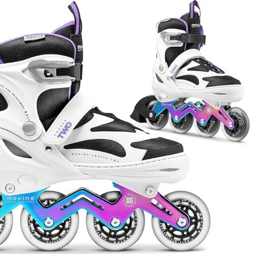 Movino Patines en Línea Cruzer Two Patines Ajustables Patines en Línea para Mujer y Adultos Patines con Ruedas Grandes de 80 mm, L (38-41)