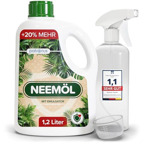 Aceite de neem natural con emulsionante 1200 ml – Incluye botella pulverizadora y vaso medidor – Produce 120 litros de aceite de neem listo para pulverizar – Aceite de nim para el cuidado natural de