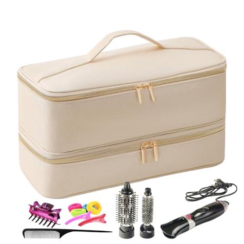 Ruwshuuk Bolsa de Viaje para Herramientas para el Cabello,Bolsa de Viaje para Herramientas Calientes, Bolsas de Viaje para el Cabello de Doble Capa, Organizador de Almacenamiento de Herramientas para