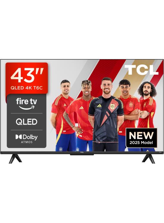 TCL 43T6C, 43" QLED 4K HDR TV, Fire TV (Smart TV with Dolby Vision & Atmos, HDR10+, Press & Ask Alexa) [Clase de eficiencia energética G]