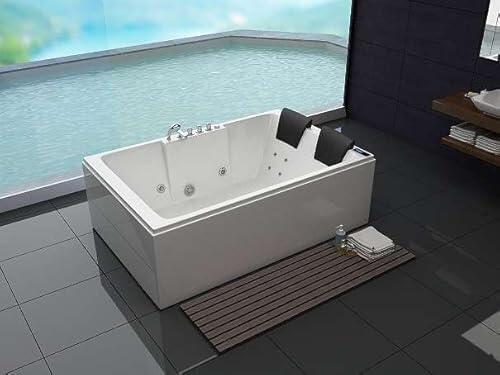 Whirlpool Torino 180 x 120 cm con hidrojets, airjets, sistema de sonido y calefacción, bañera de hidromasaje interior de lujo con iluminación LED, luz de color, programa de limpieza, compacto y de