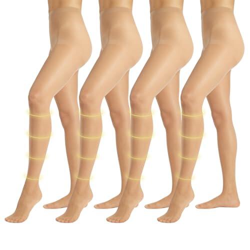 PIKY PACK 4 Pares Medias de Descanso, Panty de Descanso, Medias Compresión Media, Pantimedias Piernas Cansadas, Made in Italy (FR/ES, Letras, L, XL, Regular, Regular, Natural)
