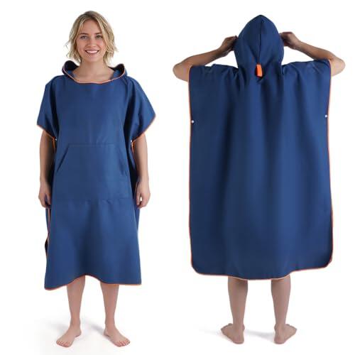 Poncho de baño para hombre y mujer, toalla de microfibra, poncho de microfibra