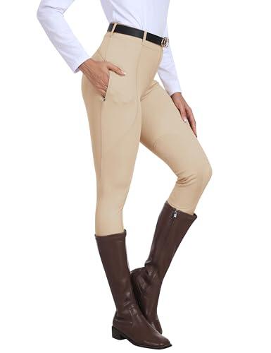 MoFiz Pantalon Montar Caballo Mujer Ropa Hipica Pantalones Ecuestres Silicon Full Seat Mallas Equitacion Pantalones Caqui M