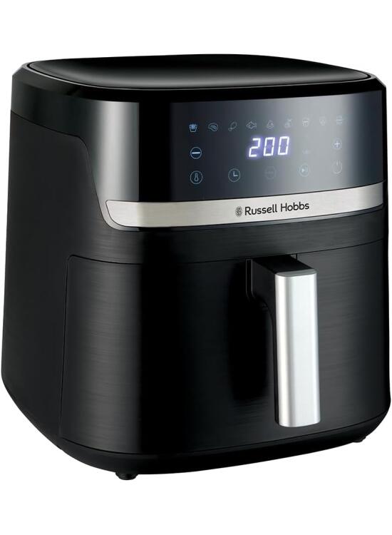 Russell Hobbs Freidora de Aire, Air Fryer, Freidora sin Aceite 8,3 L, XXL [tamaño compacto, bajo nivel ruido, pizzas de 26 cm] Satisfry (piezas aptas lavavajillas, pantalla táctil, grill) 27632-56