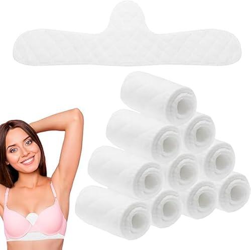 HENGBIRD 10 Forros de Sujetador de Algodón para Mujer Erupción de Sudor Almohadilla Absorbente de Sudor para Debajo de los Senos Rectangular Debajo Bra 3 Capas