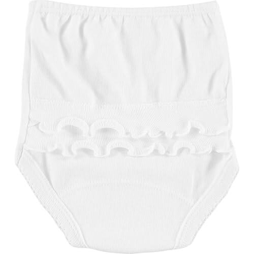 BABIDU Braguita Bebé De Punto y Volante Trasero, Cubrepañal 100% Algodón, Suave y Transpirable, Unisex, Blanco, Talla 24, Cubrepañal para Recién Nacidos, Ropa Interior Bebé, Braga Ideal Uso Diario