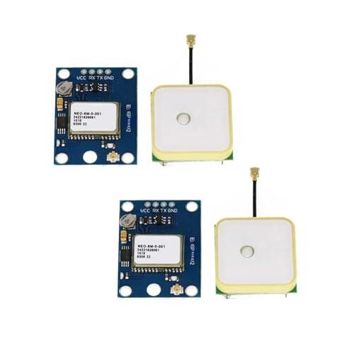 GY-NEO6MV2 - Módulo de control de vuelo GPS (2 unidades, 3 V-5 V, con antena de cerámica superfuerte para Arduino EEPROM APM 2.5)