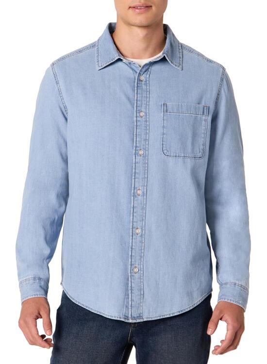 Amazon Essentials Hombre Camisa Vaquera Abotonada de Manga Larga de Corte Estándar