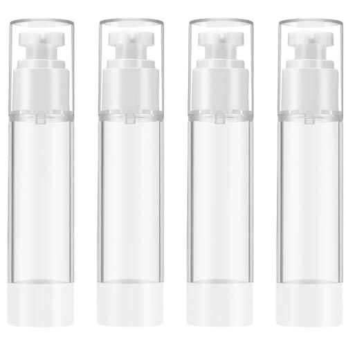 XYTAHDM 4 Pcs 50ml Bote Airless Dispensador de Bomba, Travel Bottles, Contenedor de Bomba de Cosmético, Botella Vacía de Viaje, Botella de Presión de Vacío, para Loción Crema Facial Crema de Manos