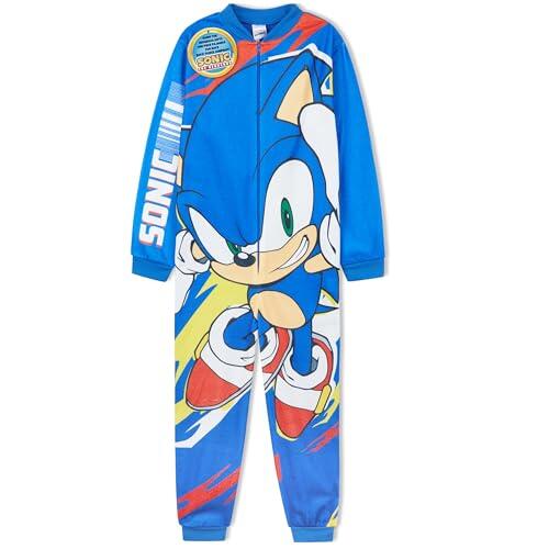Get Trend Sonic The Hedgehog Pijama Entero Niño con o sin Capucha, Pijama Una Pieza, Polar Ropa de Dormir, Regalos para Niños (7-8 Años, Azul Speed Sonic)