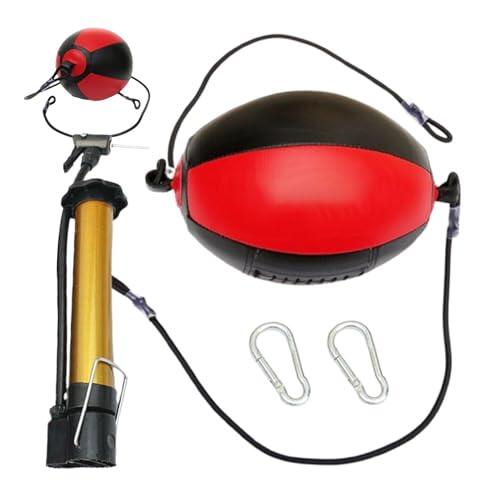 Bolsillo para Adultos, Boxeo de Bolsas de Doble Extremo,Bolso de Boxeo Ajustable Flex de Cuero PU | Incluye Aguja, Camioneros, Diadema de Pelota refleja, Equipo de Boxeo para Entrenar en casa