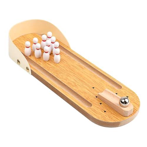 Laroal Juego de Bolos Juego de Mesa de Bolos en Miniatura Decoración de Escritorio de Madera