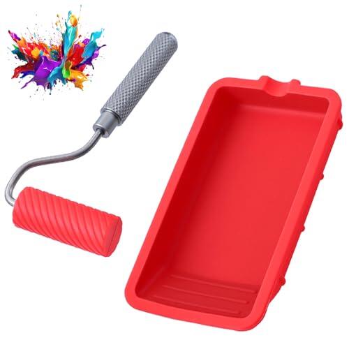 Bandeja de Pegamento de Silicona Juego, Rodillo Pintura 48mm Rodillo Encolador para madera, Rodillo Adhesivo con depósito de adhesivo para arte, manualidades, carpintería y proyectos de encolado