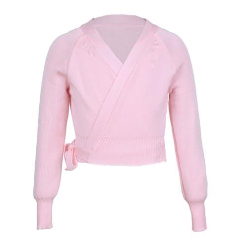 Chaqueta Ballet NiñA Chaqueta de leotardo gimnástico de Ballet for niña, suéter de baile de manga larga, abrigo cálido, Ropa de baile for niños, chaqueta envolvente de Ballet Yoga Dancewear(120)