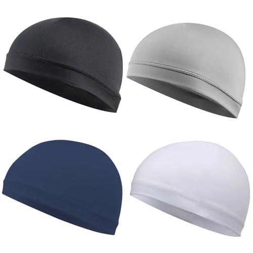 ATSNOSH 4 Piezas Gorro de Ciclismo,Bandana para Hombre y Mujer, Skull Cap, Gorros de Running, Secado Rápido,Transpirable, para Escalada, Correr, Pesca, Deportes (FR/ES, Letras, Talla única, 4 Piezas)