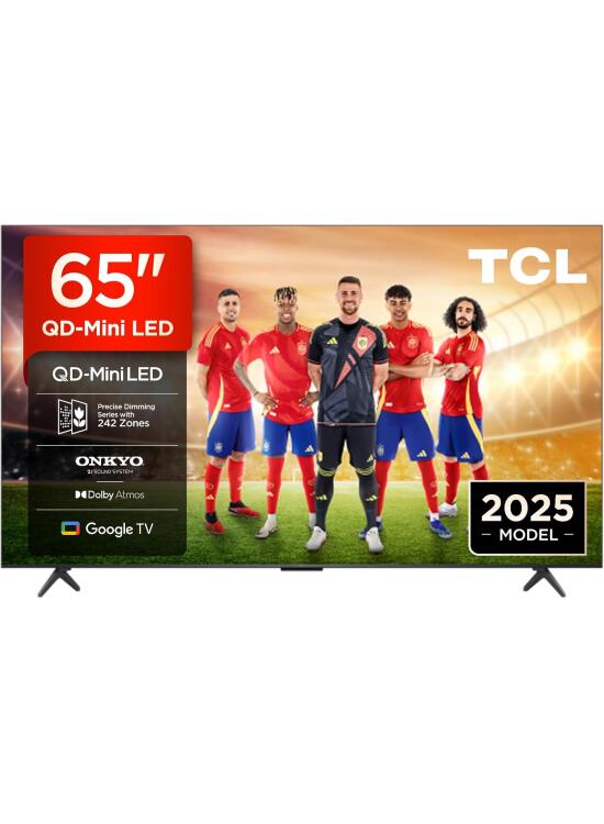 TCL 65Q6C, 65'' QD-Mini LED TV, 4K HDR Premium 1000nits, Powered by Google TV (Dolby Vision IQ & Atmos, Onkyo 2.1 Sound System, 144Hz Motion Clarity Pro, Voice Control)