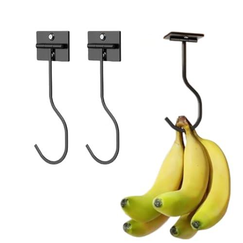 LIANRISES 2 Piezas Ganchos Para Banana Debajo Del Gabinete, Metal Autoadhesivo, Plegable, Mantenido Fresco, Plegado Con Imanes Cuando No Está En Uso