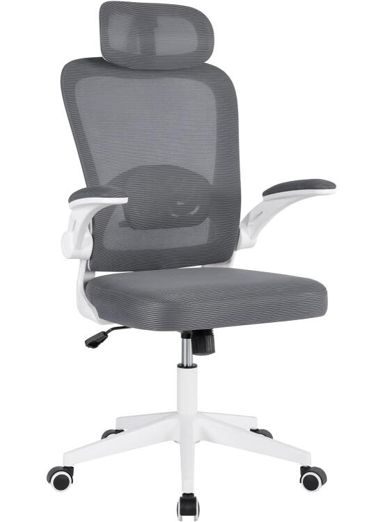 T-LOVENDO.ES Silla de Oficina Ergonómica, de Escritorio, Ejecutiva, Giratoria con Ruedas, de Juegos de Malla Transpirable, con Reposacabezas y Apoyabrazos Ajustable, Soporte Lumbar para Oficina, Casa