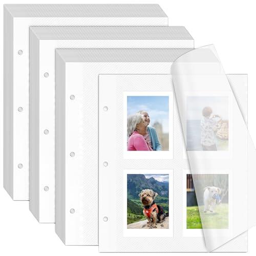 VOKOY 60 hojas/120 páginas de álbum de fotos para carpeta de 3 anillas, páginas de repuesto para álbumes de recortes autoadhesivas, hojas de repuesto para fotos o tarjetas de 2 x 3, 4 x 6, 5 x 7, 8 x