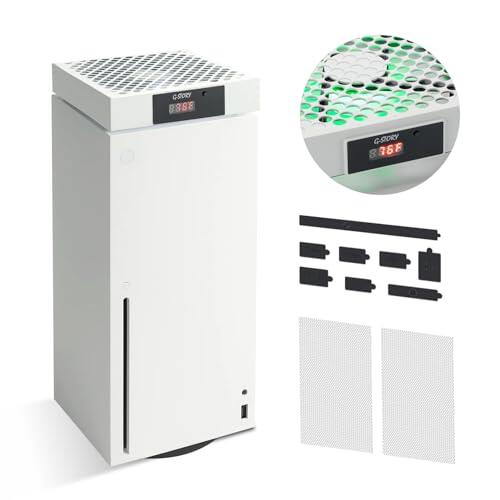 G-STORY Ventilador para Xbox Serie X con velocidad automática del ventilador ajustable por temperatura, pantalla LED,3 velocidades 1500/1750/2000RPM (140MM)(Blanca)