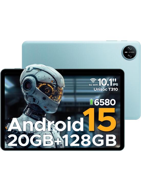 DOOGEE Tab A9 Pro Android 15 Tablet 10 Pulgadas, 20GB RAM+128GB ROM/2TB TF MAX, HD IPS Pantalla, 6580mAh Batería, Tablet WiFi5 2.4/5GHz/8MP+5MP/Facial ID/GMS/BT5.0/3.5mm Jack