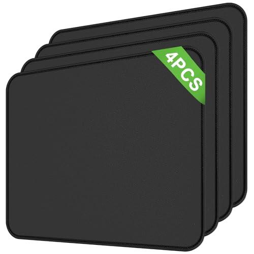 Noxtioanip 4 Piezas Alfombrilla Ratón, 260x210mm Mouse Pad Gaming con Base Goma Antideslizante, Alfombrilla Antideslizante, Superficie Impermeable, Bordes Cosidos, Seguimiento Suave y Preciso (Negro)