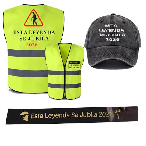 jenich Regalo Hombre Jubilación Esta Leyenda se Jubila 2026 Chaleco Reflectante per Despedida de Trabajo Gorras de Hombre Beisbol Jubilación Banda Jubilado Accesorios Adornos per Festa de Jubilacion
